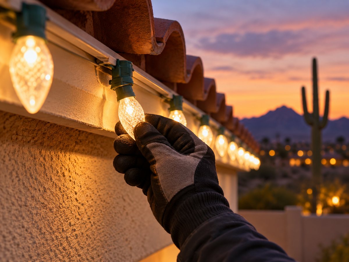 Installing C9 Christmas lights along a tile roofline